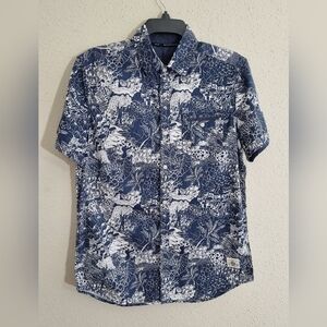 Buffalo David Bitton Denim Blue and White Shirt